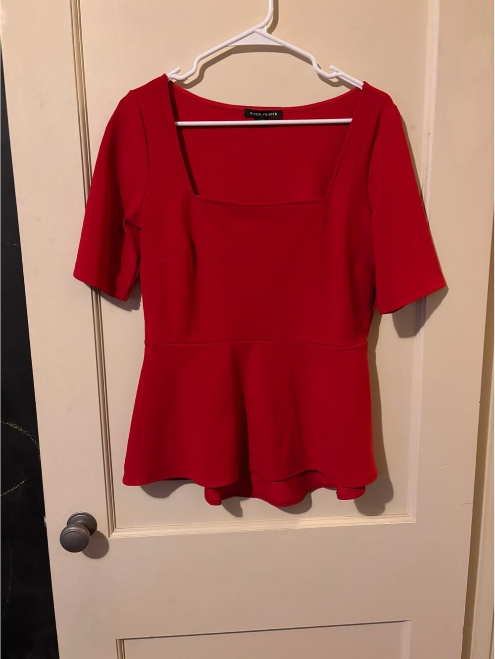 Boston Proper Red Peplum Top Size M